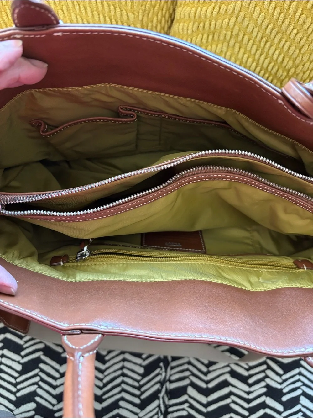 Tumi Beige Canvas and Brown Leather Duffel